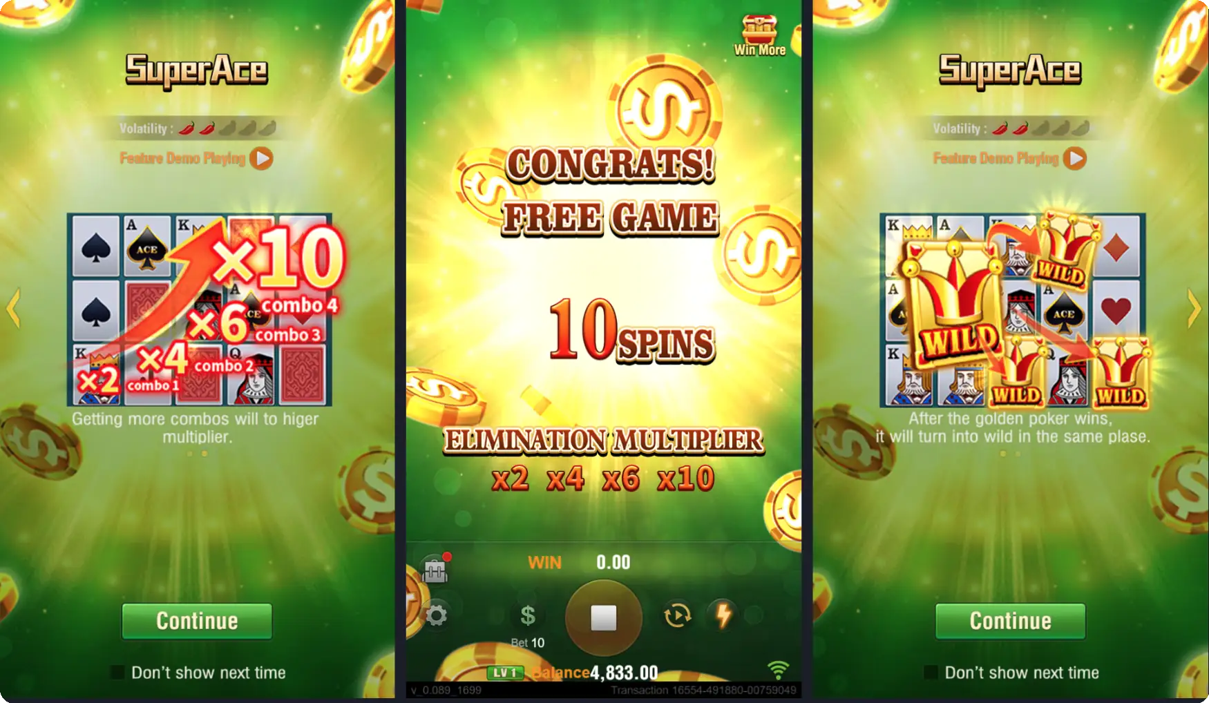 Super Ace slot game overview banner with card symbols